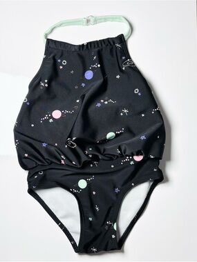 Cat & Jack Girls Space Galaxy Blouson Halter Swimsuit 4T Solar System Summer